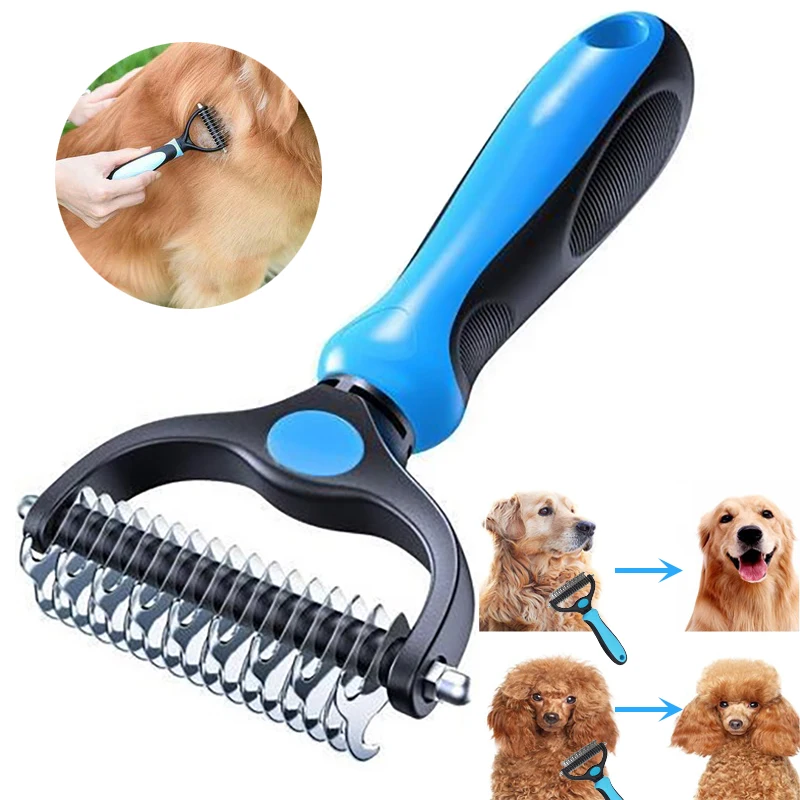 Pet Hair Remover Comb: Double-Sided Grooming Tool for Dogs & Cats